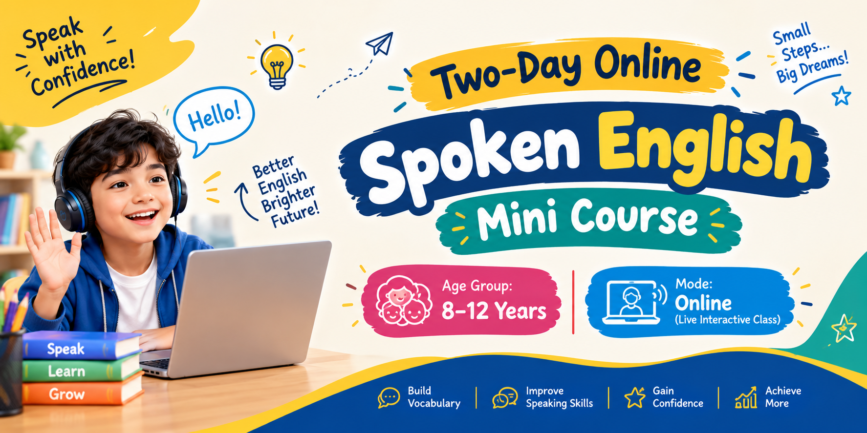 Two-Day Online Spoken English Mini (Age Group: 8–12 Years)